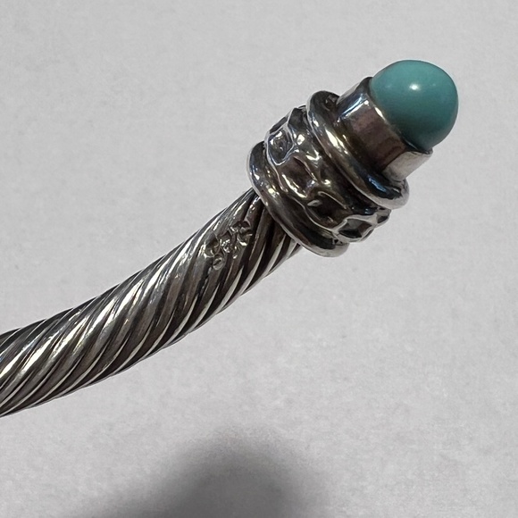 Sterling Turquoise Thick Rope Bangle - Picture 1 of 5
